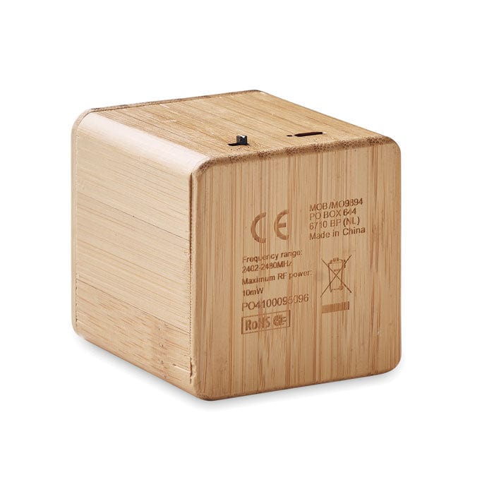Speaker in bamboo cubo beige - personalizzabile con logo