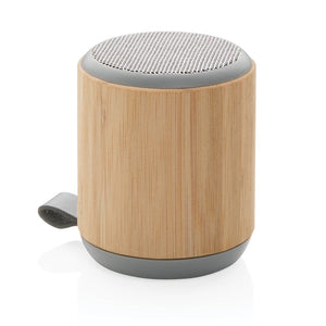 Speaker wireless 3W in bambù e tessuto marrone - personalizzabile con logo