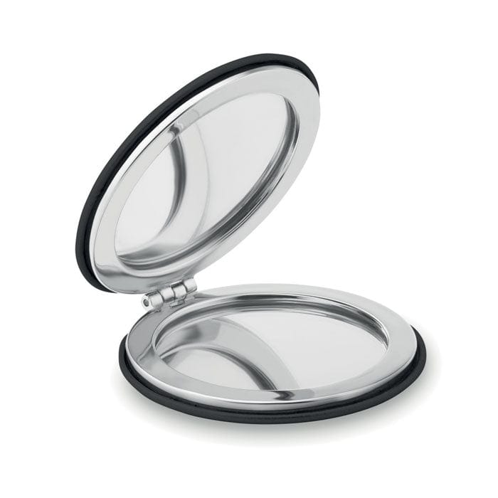 Specchietto rotondo in PU Nero - personalizzabile con logo
