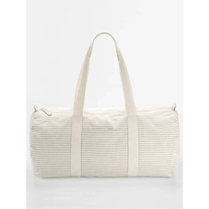 Striped Organic Cotton Barrel Bag grigio - personalizzabile con logo