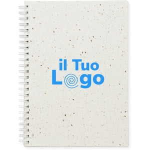 Taccuino A5 con copertina in carta piantabile bianco - personalizzabile con logo