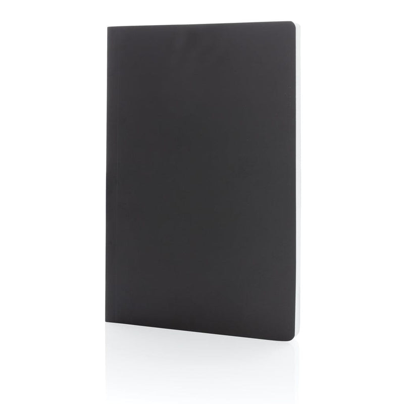 Taccuino A5 Impact con copertina morbida e carta di pietra nero - personalizzabile con logo