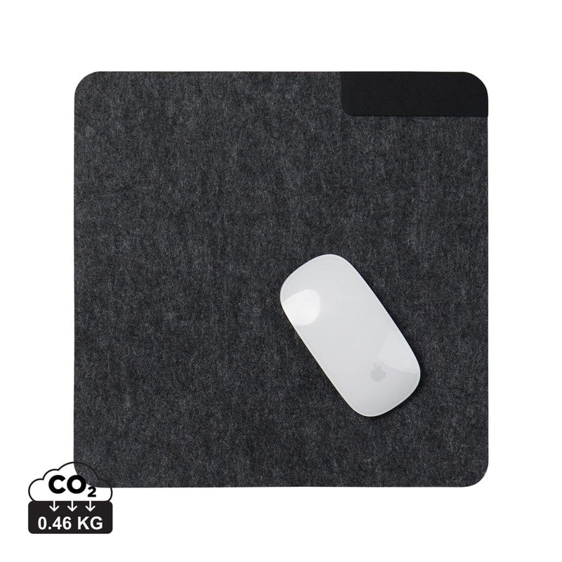 Tappetino mouse VINGA Albon in feltro riciclato GRS nero - personalizzabile con logo