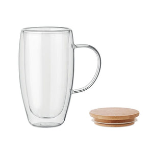 Tazza a doppia parete 450ml Trasparente - personalizzabile con logo