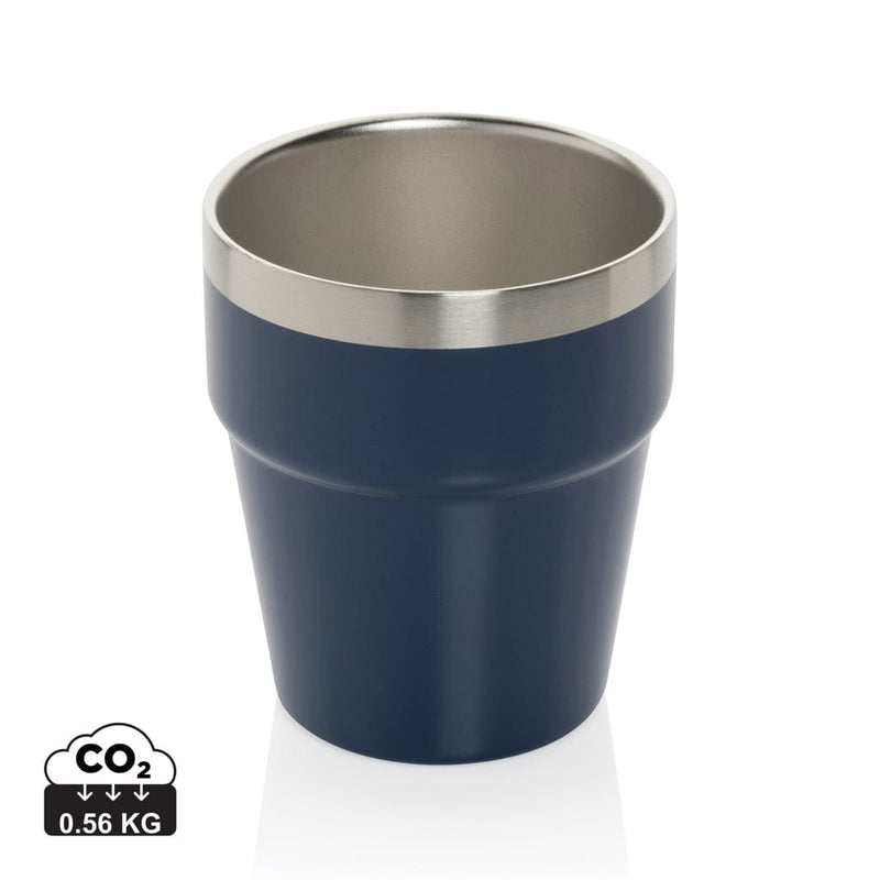 Bicchiere da caffè Clark a doppia parete RCS 300ML blu navy - personalizzabile con logo
