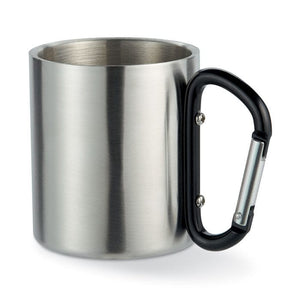 Tazza in metallo c/moschettone Nero - personalizzabile con logo