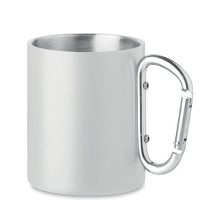 Tazza in metallo con moschettone bianco - personalizzabile con logo