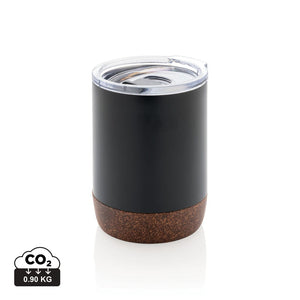 Tazza termica in sughero e acciaio riciclato RCS nero - personalizzabile con logo