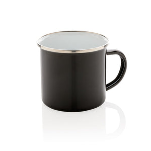 Tazza vintage smaltata nero - personalizzabile con logo