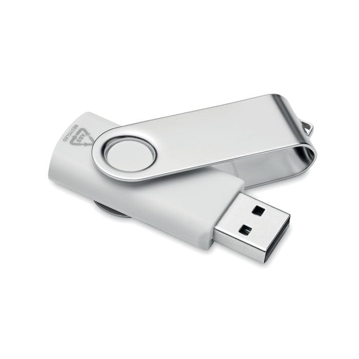 USB 16G in ABS riciclato Bianco - personalizzabile con logo