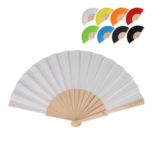 Ventaglio in legno e R-PET - personalizzabile con logo