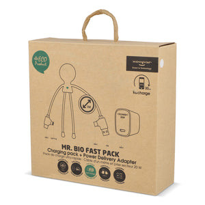 Xoopar Mr Bio Cavo di ricarica lungo + adattatore per spina UK Bianco - personalizzabile con logo