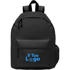 Zaino in poliestere 600D RPET Nero - personalizzabile con logo