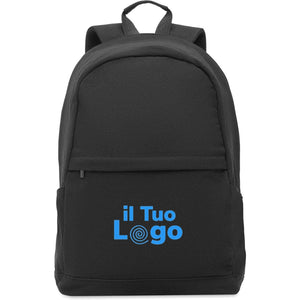 Zaino per laptop 15 in cotone riciclato Nero - personalizzabile con logo