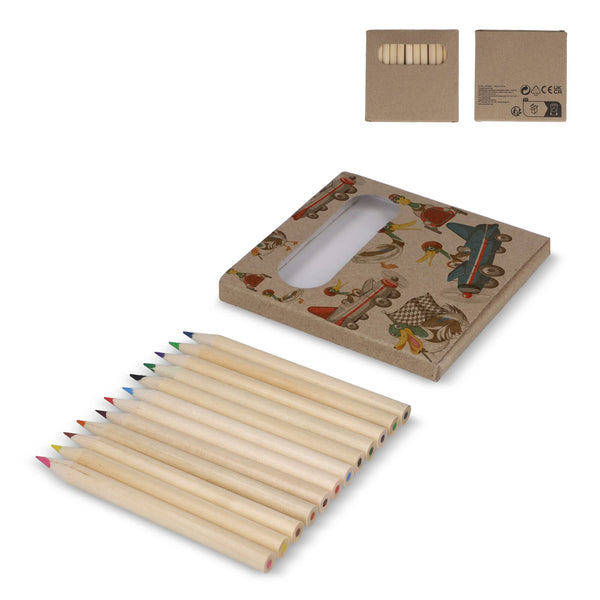 12 matite colorate in scatola kraft natural - personalizzabile con logo