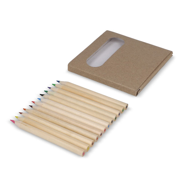 12 matite colorate in scatola kraft natural - personalizzabile con logo