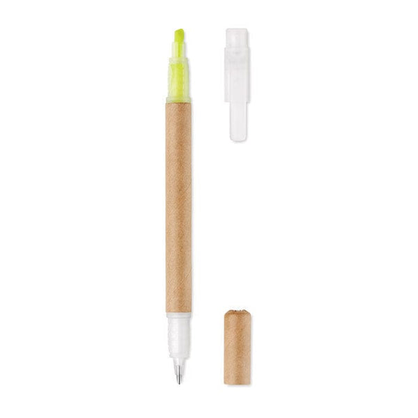 2 in 1 penna ed evidenziatore giallo - personalizzabile con logo