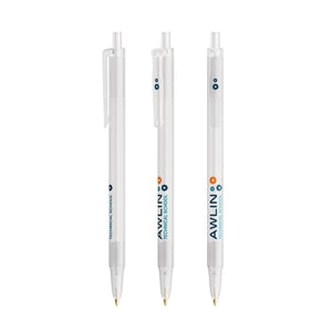 BIC® Clic Stic personalizzata — Bianco Frosted / Inchiostro Blu (esempio di personalizzazione)