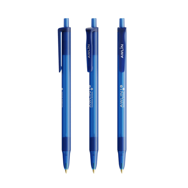 BIC® Clic Stic Softfeel personalizzata — Blu Scuro Frosted / Inchiostro Blu (esempio di personalizzazione)