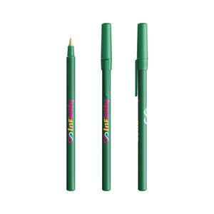 BIC® Round Stic personalizzata — Verde / Inchiostro Blu (esempio di personalizzazione)