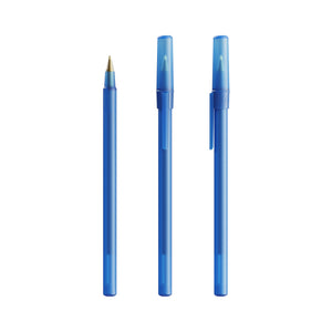 BIC® Round Stic personalizzata — Blu Scuro Frosted / Inchiostro Blu