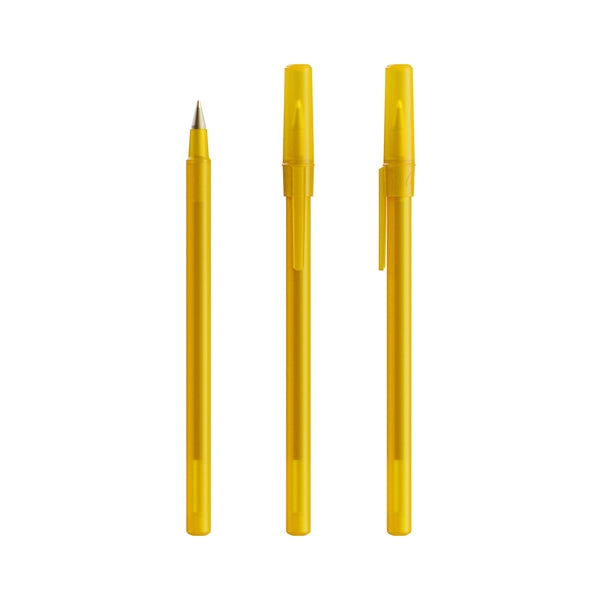 BIC® Round Stic personalizzata — Giallo Frosted / Inchiostro Blu