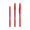 BIC® Round Stic personalizzata — Rosso Frosted / Inchiostro Blu (esempio di personalizzazione)