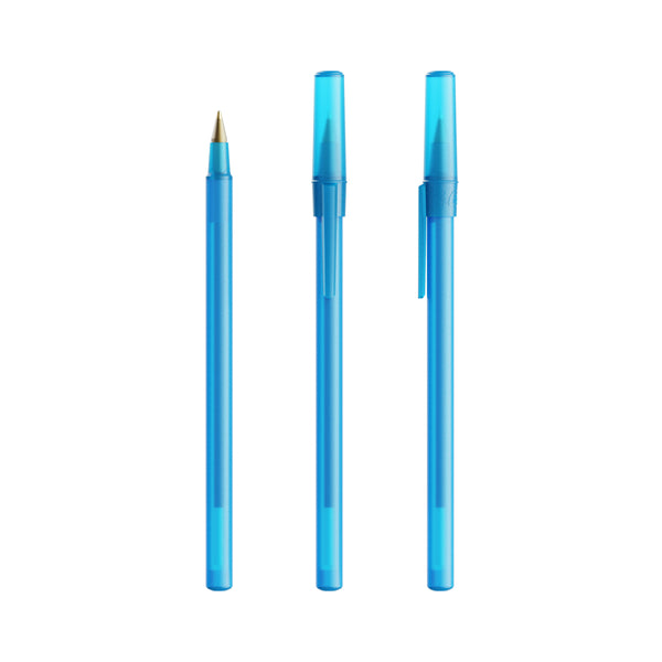 BIC® Round Stic personalizzata — Azzurro Frosted / Inchiostro Blu
