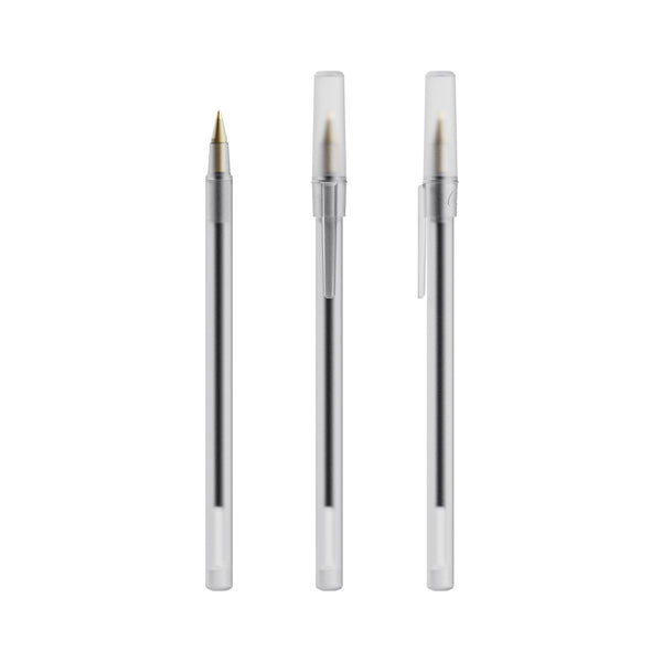 BIC® Round Stic personalizzata — Bianco Frosted / Inchiostro Blu