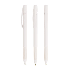 BIC® Media Clic Grip personalizzata — Bianco/Bianco Frosted / Inchiostro Blu