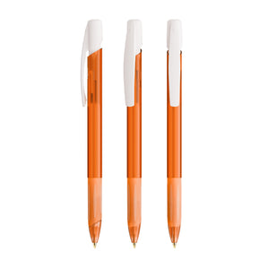 BIC® Media Clic Grip personalizzata — Arancio Frosted/Bianco Frosted / Inchiostro Blu