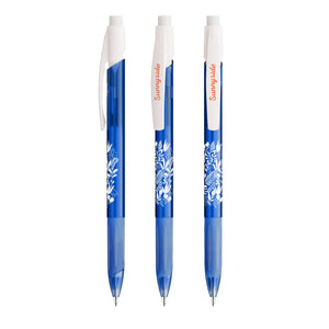 BIC® Media Clic Grip portamine personalizzato — Blu Scuro Frosted/Bianco Frosted / Grafite (esempio di personalizzazione)