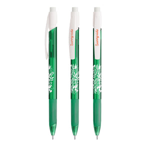 BIC® Media Clic Grip portamine personalizzato — Verde Scuro Frosted/Bianco Frosted / Grafite (esempio di personalizzazione)