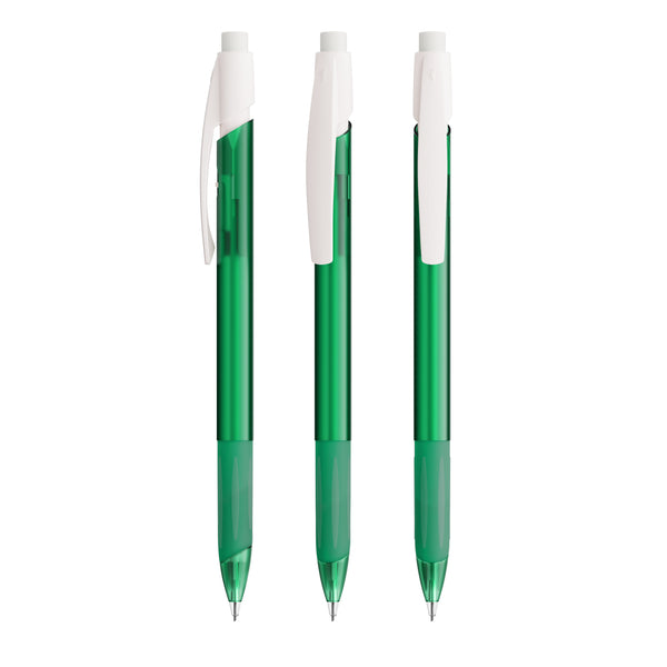 BIC® Media Clic Grip portamine personalizzato — Verde Scuro Frosted/Bianco Frosted / Grafite