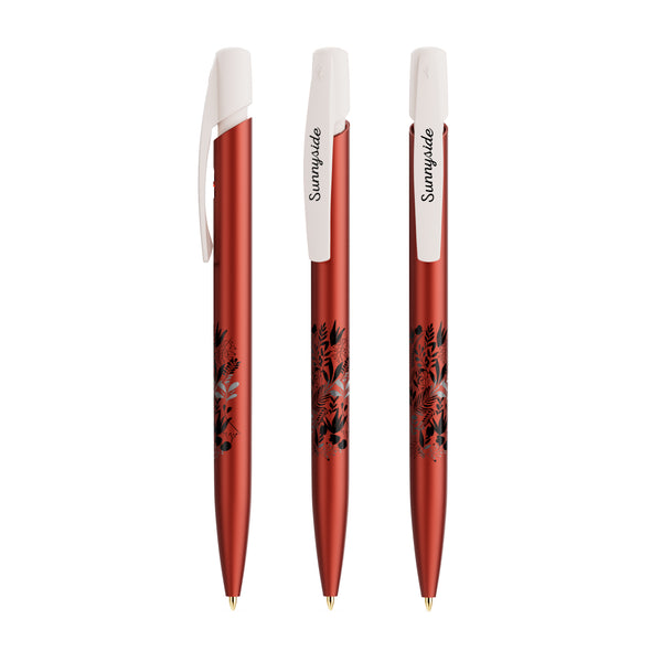 BIC® Media Clic Glacé personalizzata — Glacé rosso / Inchiostro Blu (esempio di personalizzazione)