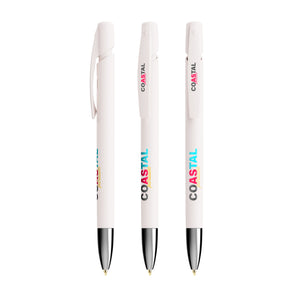 BIC® Media Clic Advance personalizzata — Bianco / Inchiostro Blu (esempio di personalizzazione)