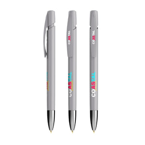 BIC® Media Clic Advance personalizzata — Grigio / Inchiostro Blu (esempio di personalizzazione)