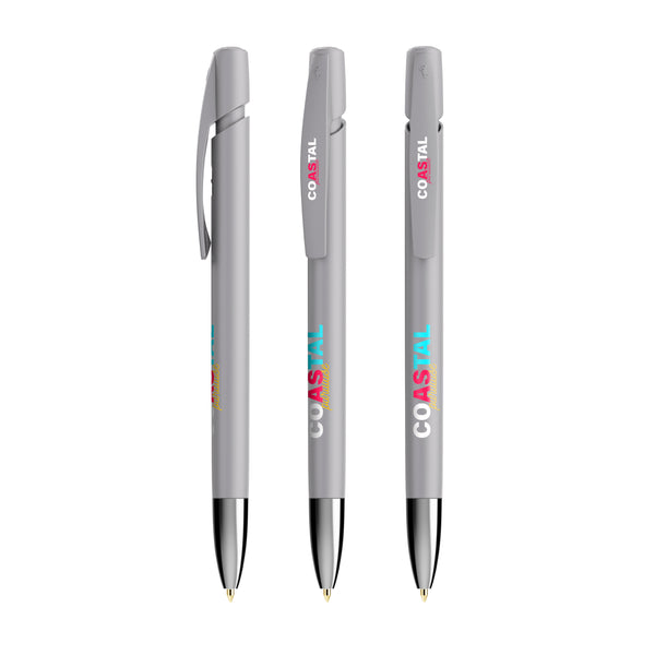 BIC® Media Clic Advance personalizzata — Grigio / Inchiostro Blu (esempio di personalizzazione)