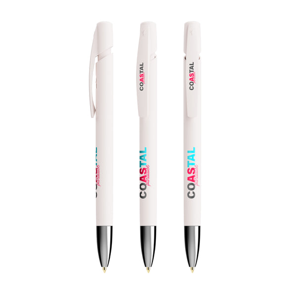 BIC® Media Clic Advance Ecolutions® personalizzata — Bianco / Inchiostro Blu (esempio di personalizzazione)