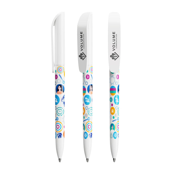 BIC® Super Clip personalizzata — Bianco / Inchiostro Blu (esempio di personalizzazione)