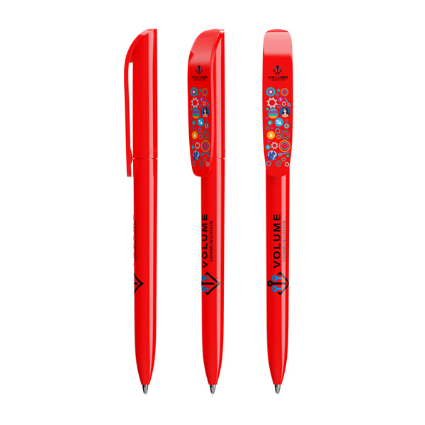 BIC® Super Clip personalizzata — Rosso / Inchiostro Blu (esempio di personalizzazione)