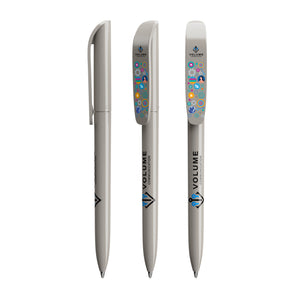 BIC® Super Clip personalizzata — Grigio / Inchiostro Blu (esempio di personalizzazione)