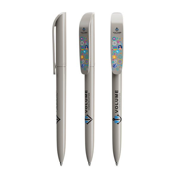 BIC® Super Clip personalizzata — Grigio / Inchiostro Blu (esempio di personalizzazione)