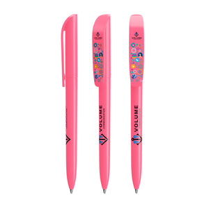 BIC® Super Clip personalizzata — Rosa Acido / Inchiostro Blu (esempio di personalizzazione)