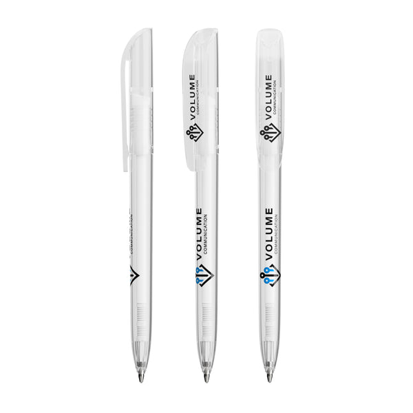 BIC® Super Clip personalizzata — Trasparente / Inchiostro Blu (esempio di personalizzazione)