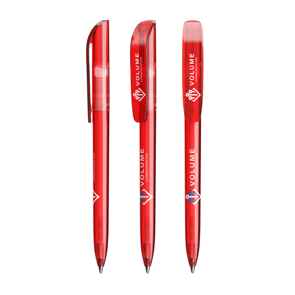 BIC® Super Clip personalizzata — Clear Rosso / Inchiostro Blu (esempio di personalizzazione)