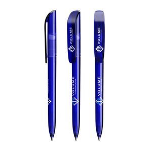 BIC® Super Clip personalizzata — Clear Blu Scuro / Inchiostro Blu (esempio di personalizzazione)