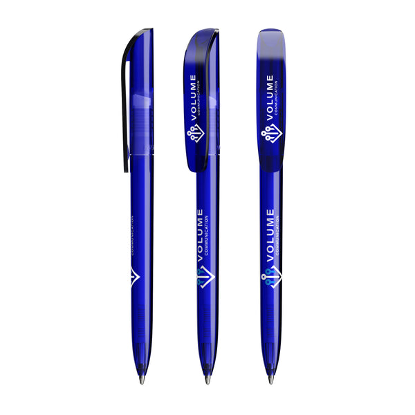 BIC® Super Clip personalizzata — Clear Blu Scuro / Inchiostro Blu (esempio di personalizzazione)