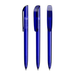 BIC® Super Clip personalizzata — Clear Blu Scuro / Inchiostro Blu