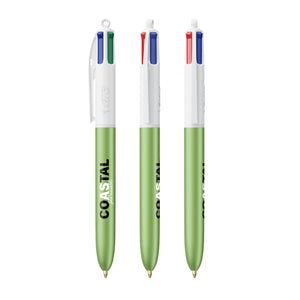 BIC® 4 Colours® Glacé personalizzata — Green Glacé - Bianco (esempio di personalizzazione)